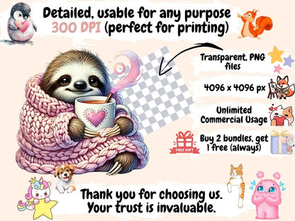 Cozy Sloths Clipart Adorable Sloths - Wonders Artist