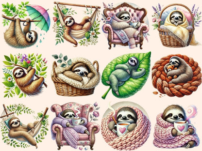 Cozy Sloths Clipart Adorable Sloths - Wonders Artist