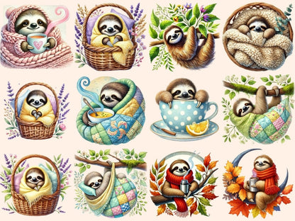 Cozy Sloths Clipart Adorable Sloths - Wonders Artist