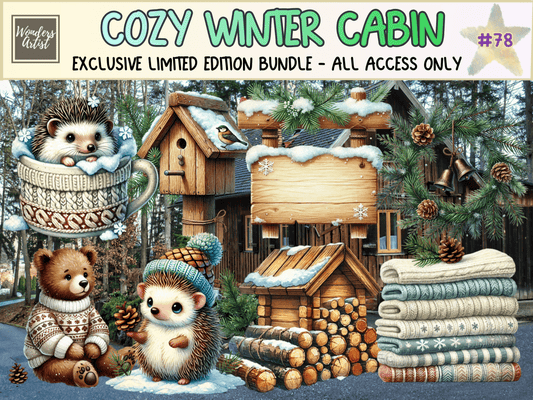 Cozy Winter Cabin Clipart (LIMITED EDITION) all - access - bundle new bundles all new mini - WondersArtist