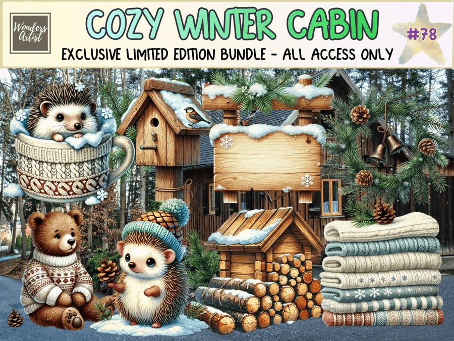 Cozy Winter Cabin Clipart (LIMITED EDITION)