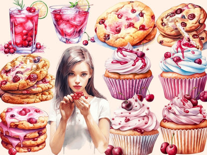 Cranberries Watercolor Clipart berries clipart - Wonders Artist