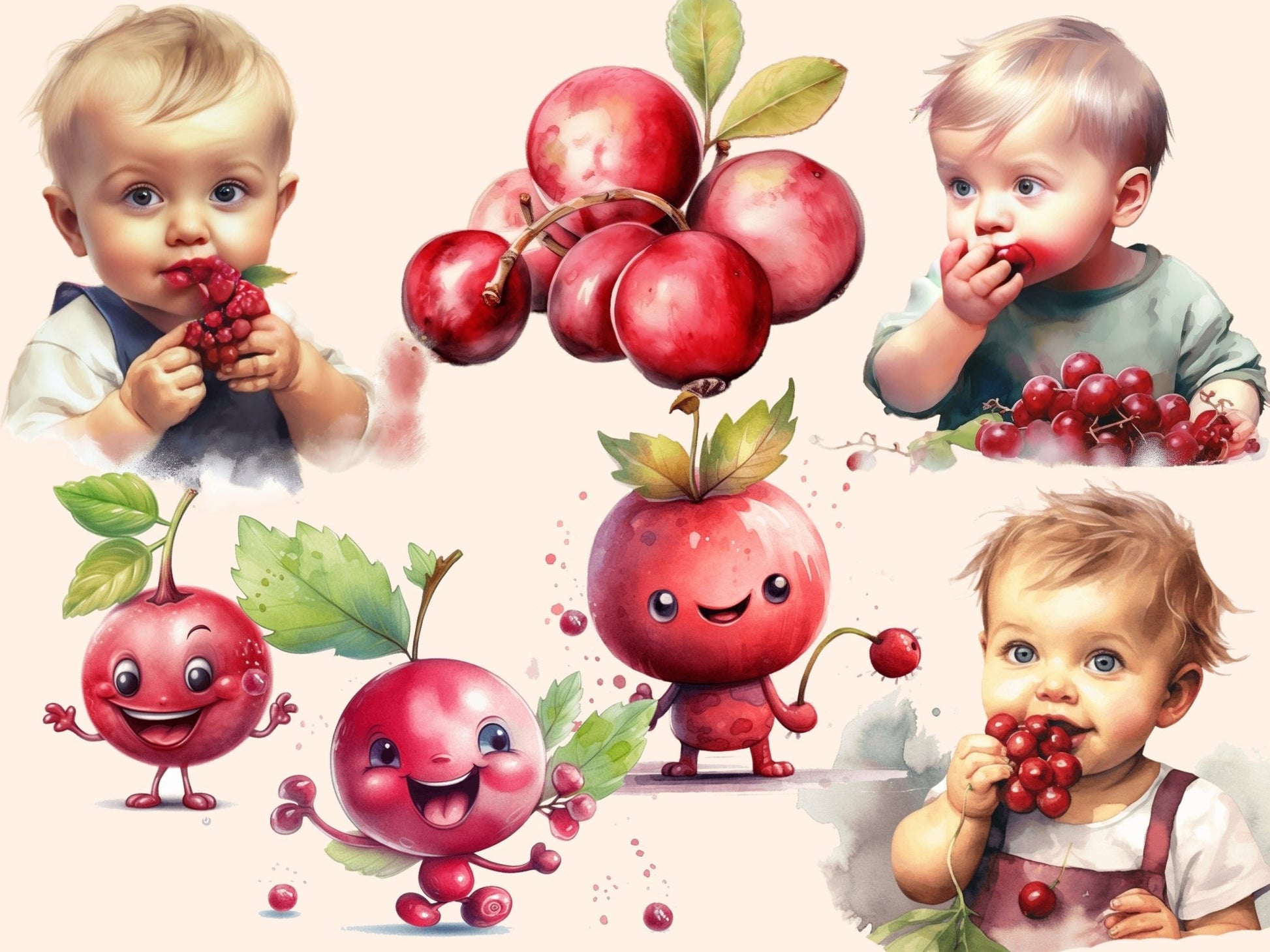 Cranberries Watercolor Clipart - High - Quality Instant Digital Download for Creative Projects