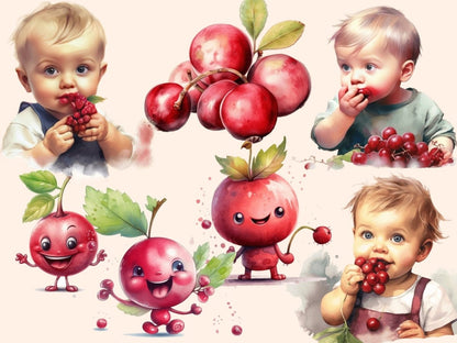 Cranberries Watercolor Clipart berries clipart - Wonders Artist