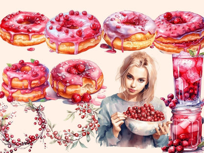 Cranberries Watercolor Clipart berries clipart - Wonders Artist