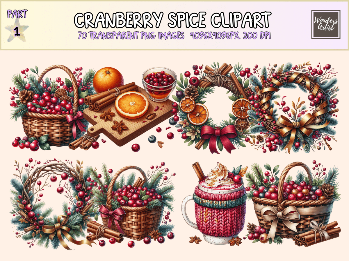Cranberry Spice Clipart All Bundles Clipart Line Art - WondersArtist