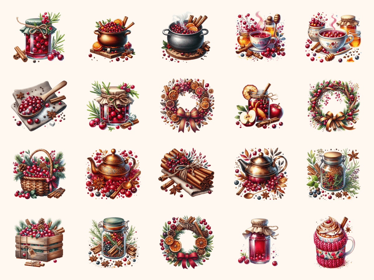 Cranberry Spice Clipart All Bundles Clipart Line Art - WondersArtist