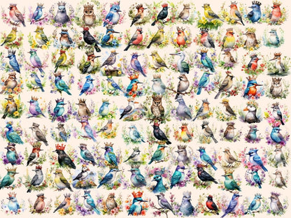 Crowned Birds Watercolor Clipart beautiful bird png - Wonders Artist