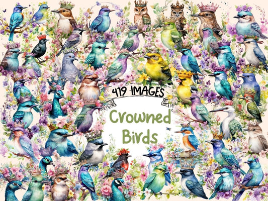 Crowned Birds Watercolor Clipart beautiful bird png - Wonders Artist