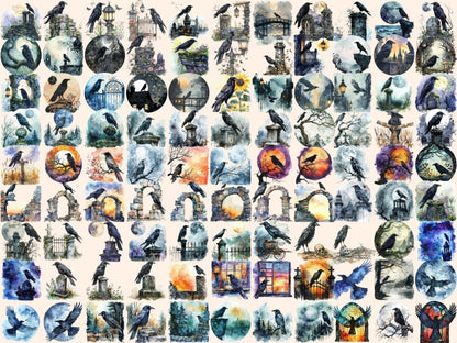 Crows Watercolor Clipart crow art - Wonders Artist