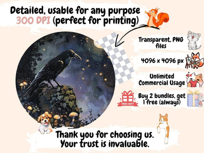 Crows Watercolor Clipart crow art - Wonders Artist