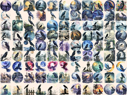 Crows Watercolor Clipart crow art - Wonders Artist