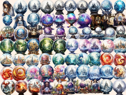 Crystal Balls Watercolor Clipart crystal ball clipart - Wonders Artist