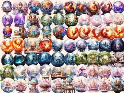 Crystal Balls Watercolor Clipart crystal ball clipart - Wonders Artist