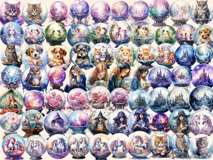 Crystal Balls Watercolor Clipart crystal ball clipart - Wonders Artist