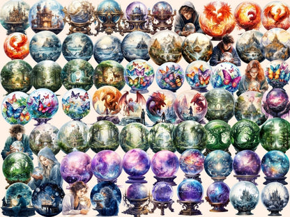 Crystal Balls Watercolor Clipart crystal ball clipart - Wonders Artist