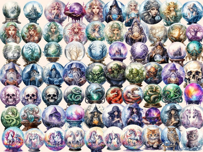 Crystal Balls Watercolor Clipart crystal ball clipart - Wonders Artist