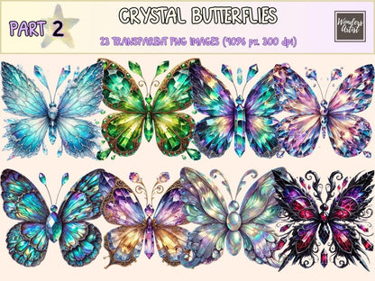 Crystal Butterflies (P2) Clipart butterfly clipart - Wonders Artist