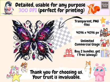 Crystal Butterflies (P2) Clipart butterfly clipart - Wonders Artist