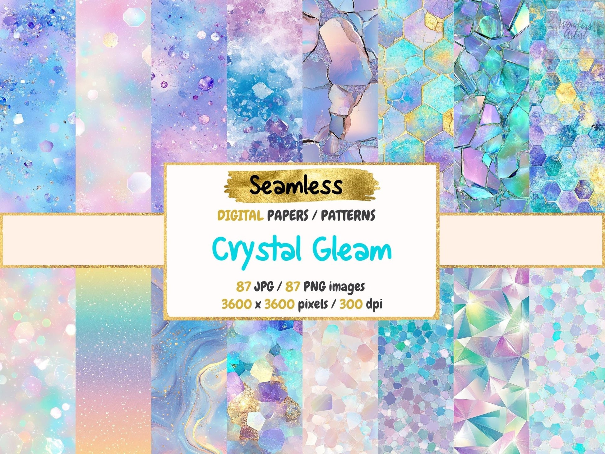 Crystal Gleam Seamless Digital Paper - High - Quality Instant Digital Download for Creative Projects