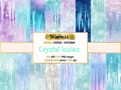 Crystal Icicles Seamless Digital Paper Crystal Ice Design - Wonders Artist