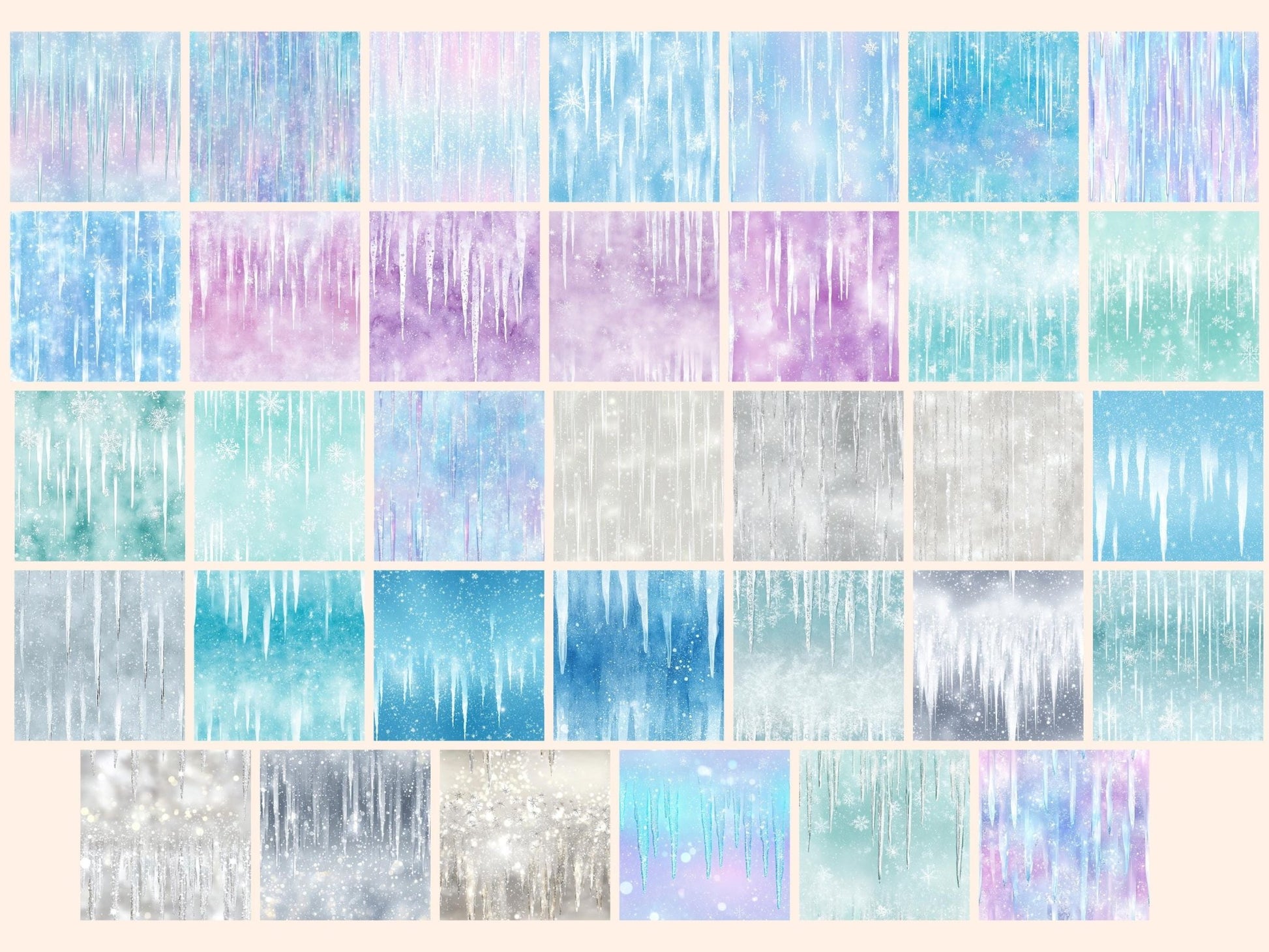 Crystal Icicles Seamless Digital Paper - High - Quality Instant Digital Download for Creative Projects