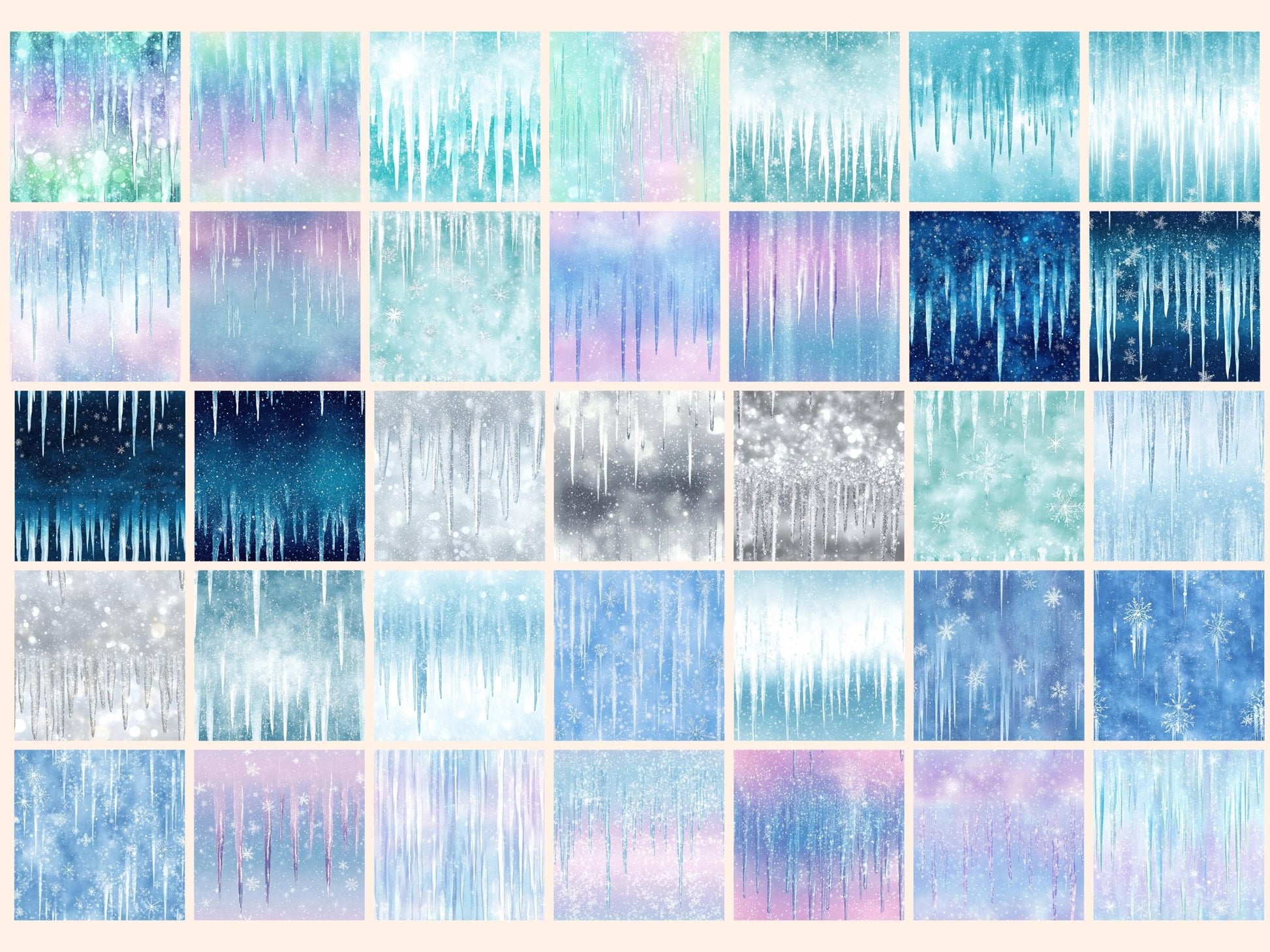 Crystal Icicles Seamless Digital Paper - High - Quality Instant Digital Download for Creative Projects