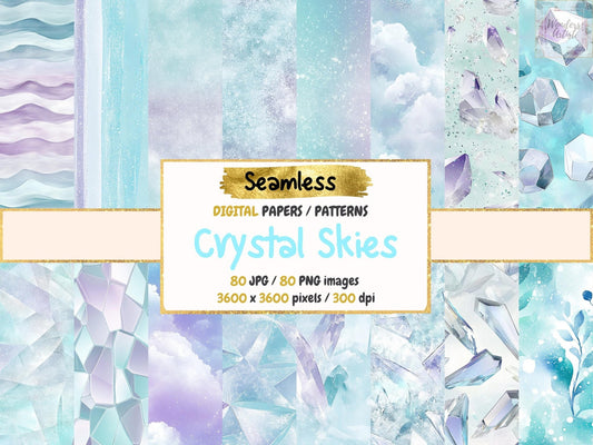 Crystal Skies Seamless Digital Paper - High - Quality Instant Digital Download for Creative Projects