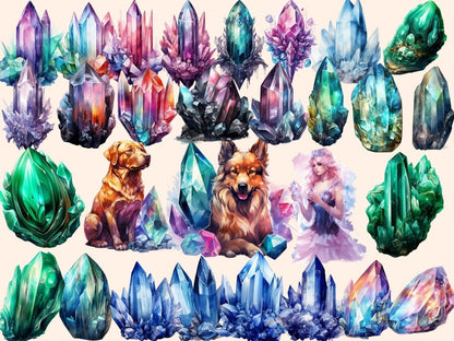 Crystals Watercolor Clipart boho crystals - Wonders Artist