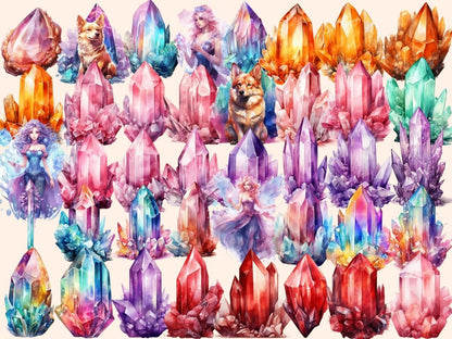Crystals Watercolor Clipart boho crystals - Wonders Artist