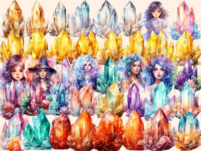 Crystals Watercolor Clipart boho crystals - Wonders Artist