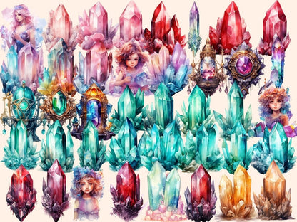 Crystals Watercolor Clipart boho crystals - Wonders Artist