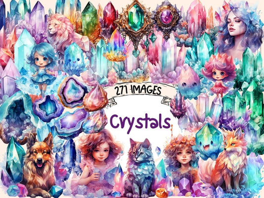 Crystals Watercolor Clipart boho crystals - Wonders Artist