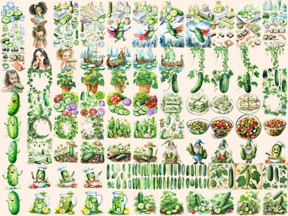 Cucumbers Watercolor Clipart cucumber clipart - Wonders Artist