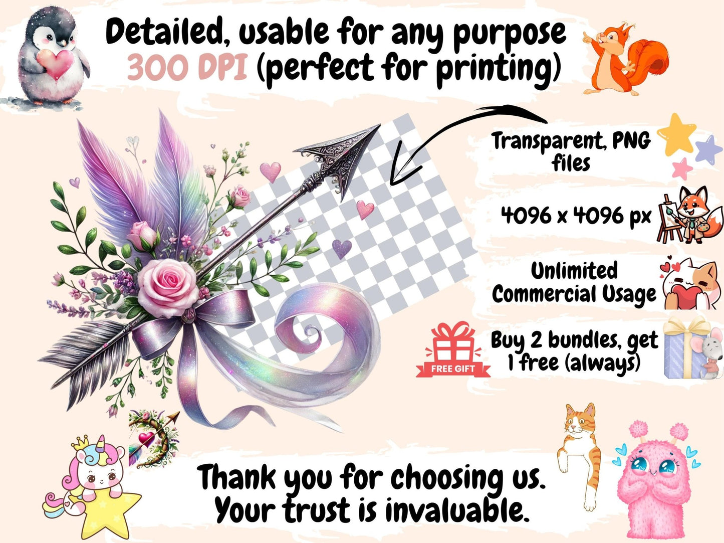 Cupid's Arrows Clipart - High - Quality Instant Digital Download for Creative Projects