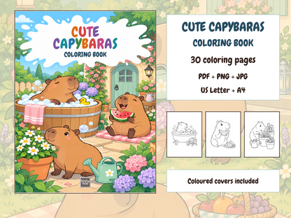 Cute Capybaras Coloring Book — complete digital bundle