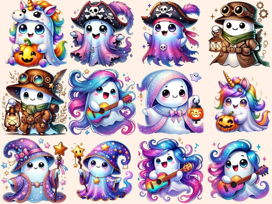 Söpöt kummitukset Clipart