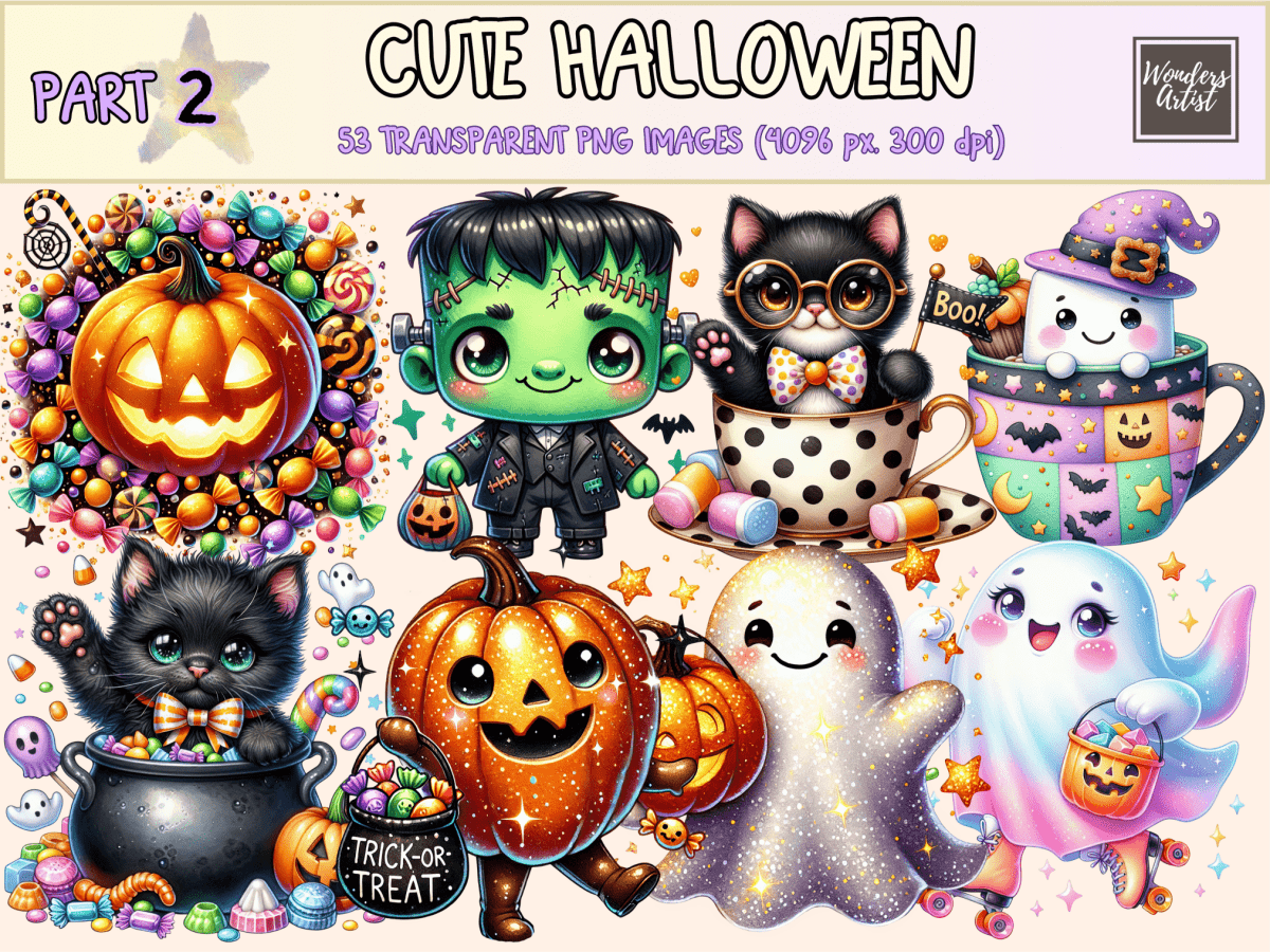 Cute Halloween (P2) Clipart Adorable Halloween autopost Cute Bat Clipart - WondersArtist