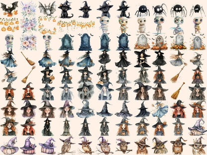 Cute Halloween Watercolor Clipart adorable halloween - Wonders Artist