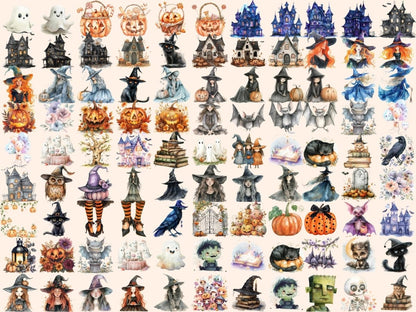 Cute Halloween Watercolor Clipart adorable halloween - Wonders Artist