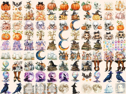 Cute Halloween Watercolor Clipart adorable halloween - Wonders Artist