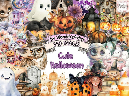 Cute Halloween Watercolor Clipart adorable halloween - Wonders Artist