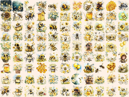 Cute Honey Bees Watercolor Clipart Adorable Bees - Wonders Artist