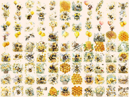 Cute Honey Bees Watercolor Clipart Adorable Bees - Wonders Artist