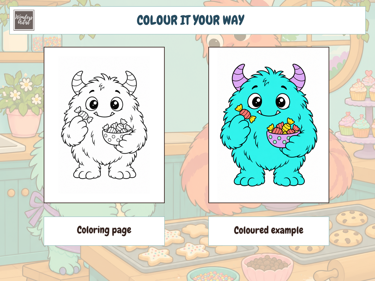 Cute Little Monsters Coloring Book — coloring page and example