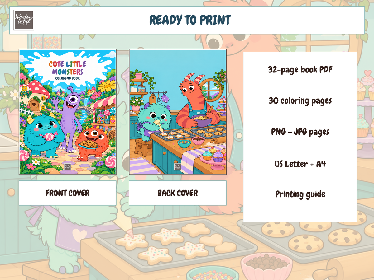 Cute Little Monsters Coloring Book — whats included