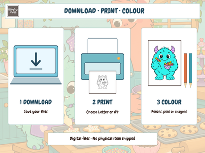 Cute Little Monsters Coloring Book — digital download