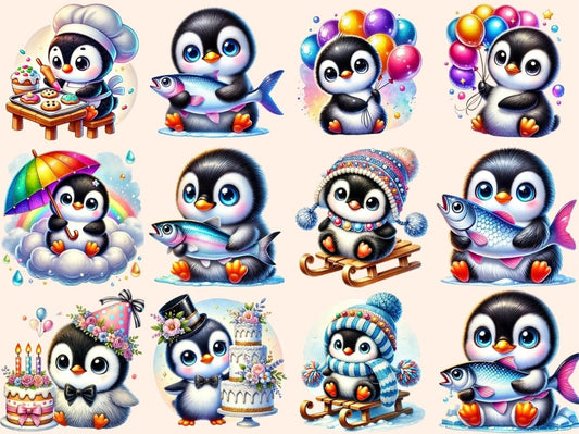 Roztomilé tučňáci clipart