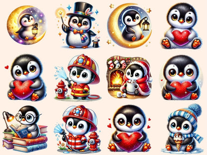 Cute Penguins (P2) Clipart Adorable Penguin Art - Wonders Artist