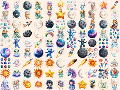 Cute Space Watercolor Clipart Adorable Space Art - Wonders Artist